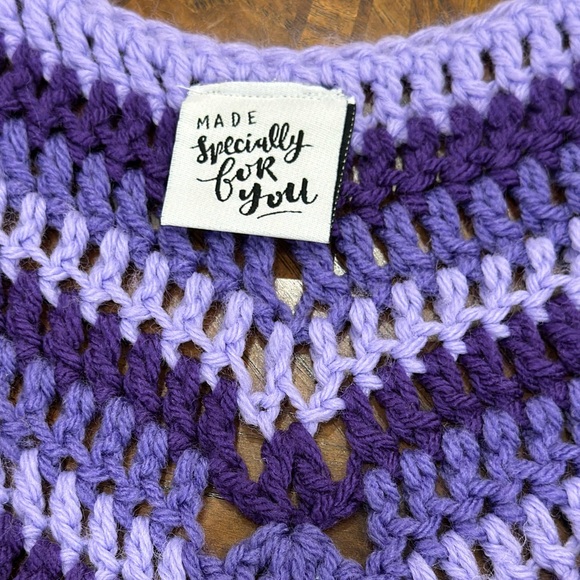 Handmade Crochet Chevron Vest Purple Striped Sleeveless Boho Layering Piece – OS - Picture 10 of 10